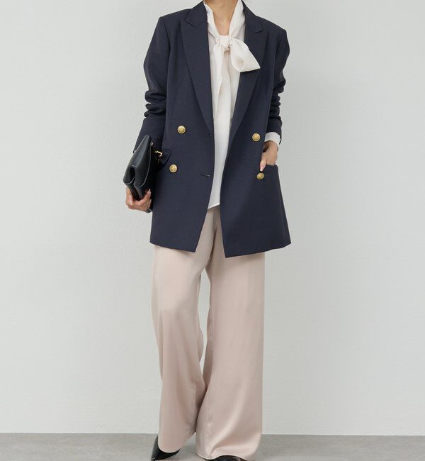  「ワイドドロストサテンパンツ」|チノ|