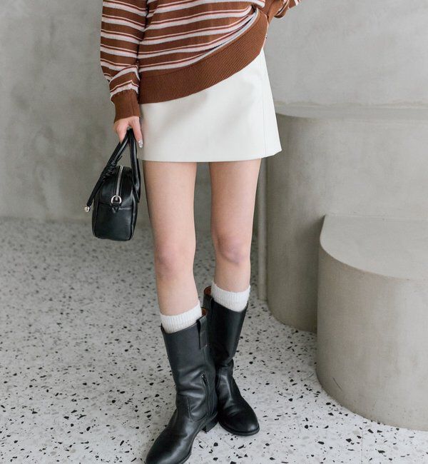  「フェイクレザーミニスカート」|スカート|