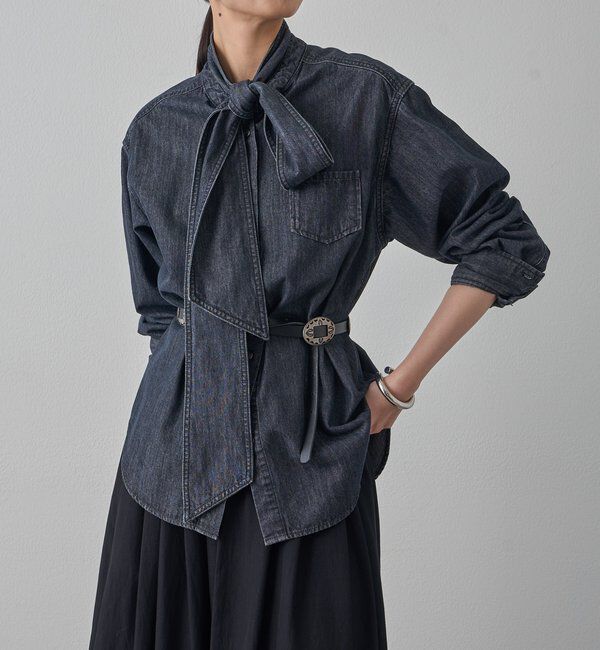  「デニムボウタイブラウス」|シャツ・ブラウス|ブラック