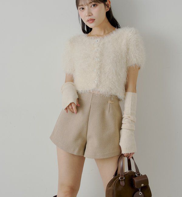  「【2サイズ展開あり】ブローチ付きコンパクトショートパンツ」|チノ|