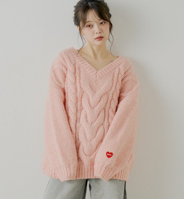  「ケーブルVルーズニットワンピース」|ワンピース|