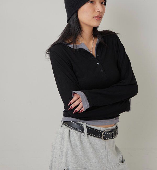  「レイヤードヘンリートップス」|Tシャツ・カットソー|