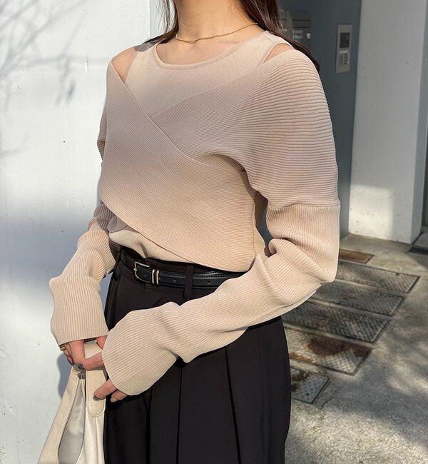  「オフショルクロスレイヤードニット」|ニット・セーター|