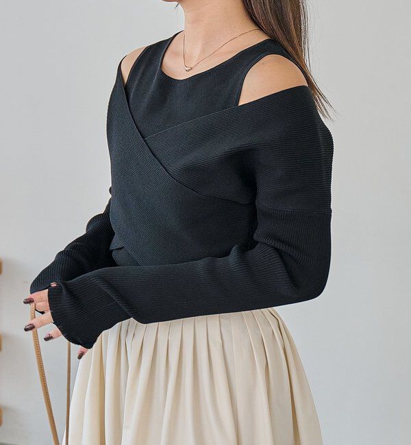  「オフショルクロスレイヤードニット」|ニット・セーター|