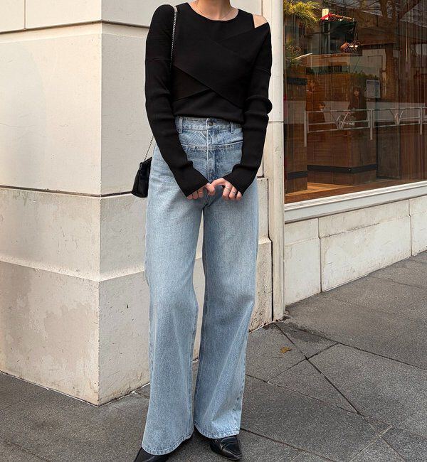  「オフショルクロスレイヤードニット」|ニット・セーター|