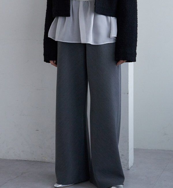  「ダブルクロスワイドパンツ」|チノ|グレー