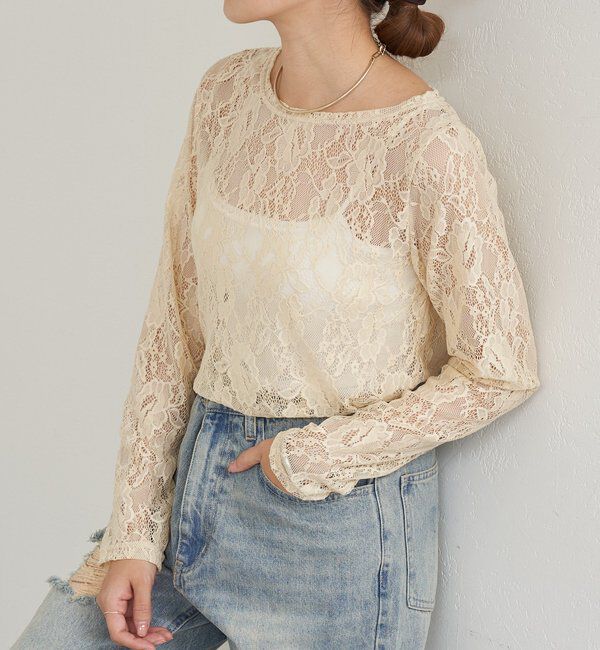  「レースプルオーバー」|Tシャツ・カットソー|ベージュ
