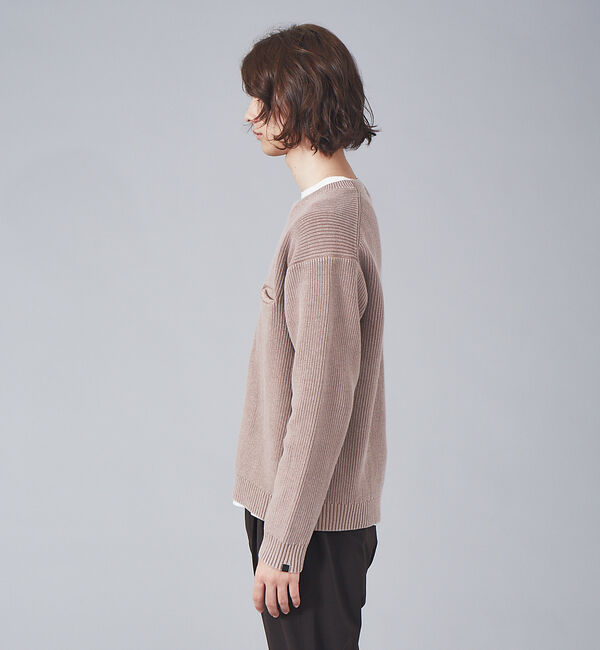 ABAHOUSE「畦編みフェードカラー コットン プルオーバー クルーネックニット」|ニット・セーター|