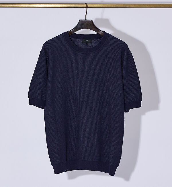 ABAHOUSE「【2024新色】針抜きプレーティング ニットTシャツ」|Tシャツ・カットソー|