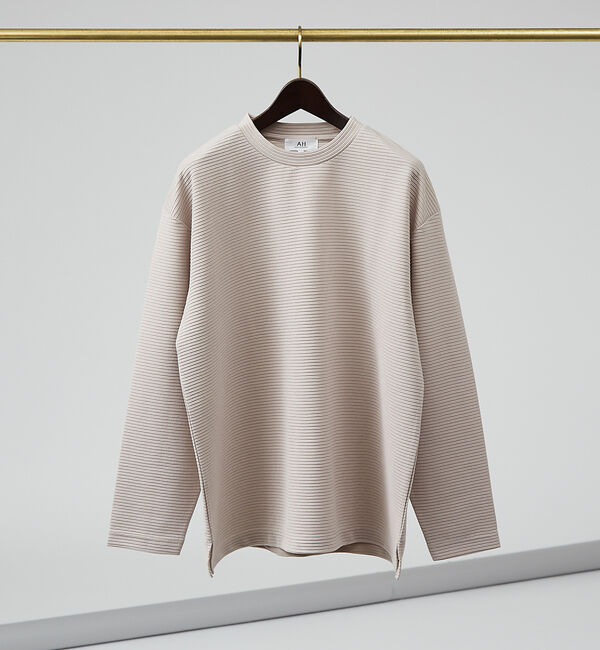 ABAHOUSE「【AH ABAHOUSE】リップルボーダー 長袖Tシャツ」|Tシャツ・カットソー|グレージュ