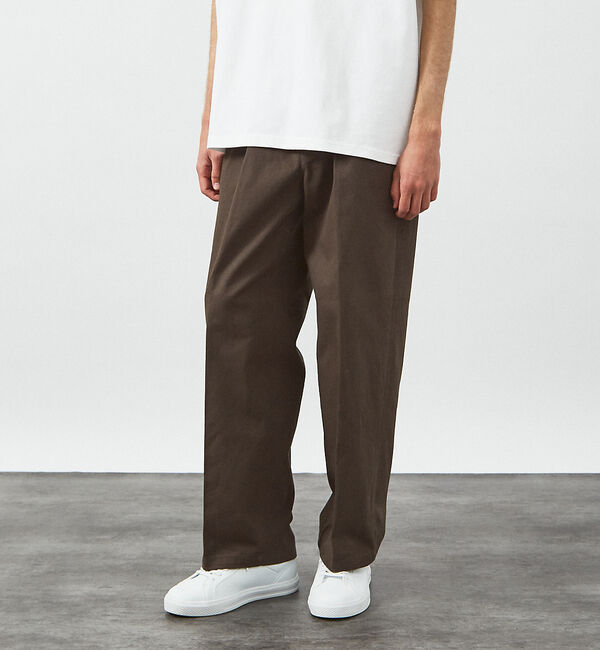 ABAHOUSE「1タック コットン ワイドトラウザーズ / ワイドパンツ」|その他|グレー