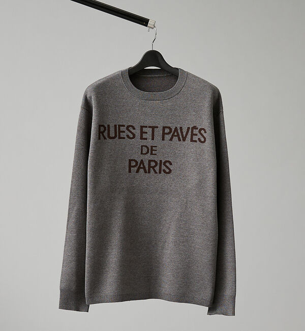 ABAHOUSE「ジャガードロゴニット プルオーバー / オーバーサイズ / LE TRIO AB」|ニット・セーター|チャコールグレー