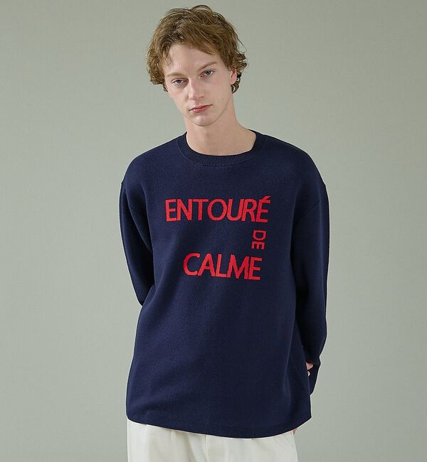 ABAHOUSE「【2026NEW】ジャガードロゴニット プルオーバー / オーバーサイズ / L」|ニット・セーター|ネイビー