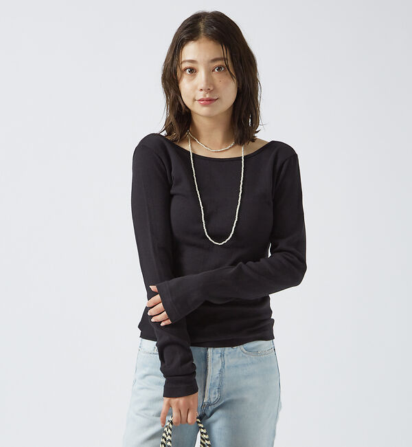 Rouge vif「【Robert P. Miller】パネルリブ バックオープンロンT / 背あき」|Tシャツ・カットソー|