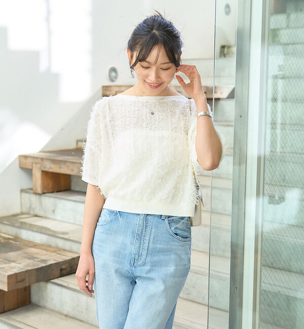 Rouge vif「シアーフリンジニット フレンチプルオーバー」|ニット・セーター|