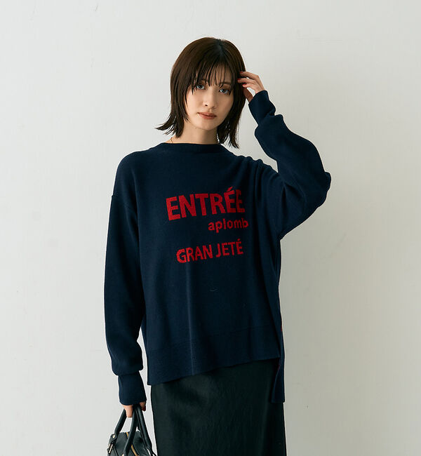 Rouge vif「ウール混ジャガードロゴニットプルオーバー」|ニット・セーター|