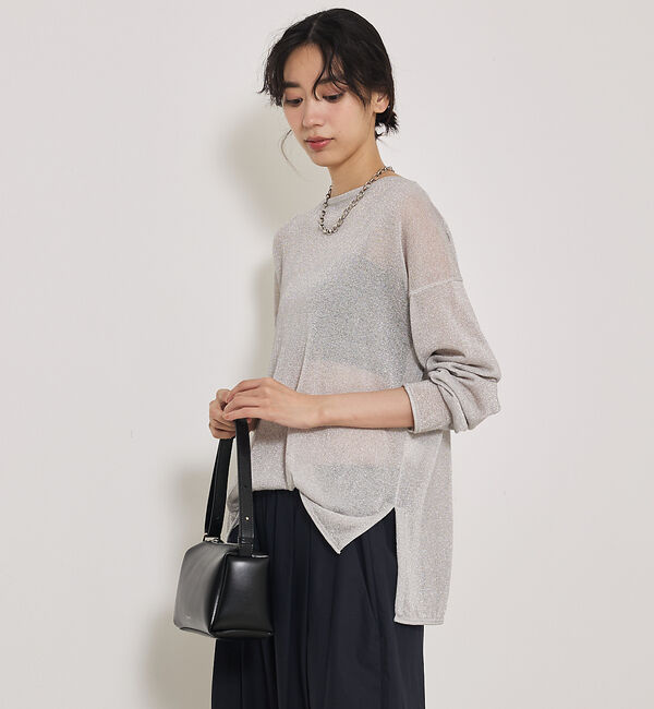 qualite「【大人気ラメシリーズ】ラメシアーボックスニット」|Tシャツ・カットソー|