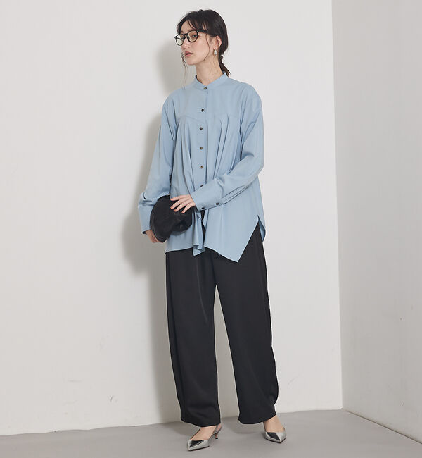 qualite「【気品あるツヤ感】ジョーゼットサテンワイドパンツ」|その他|