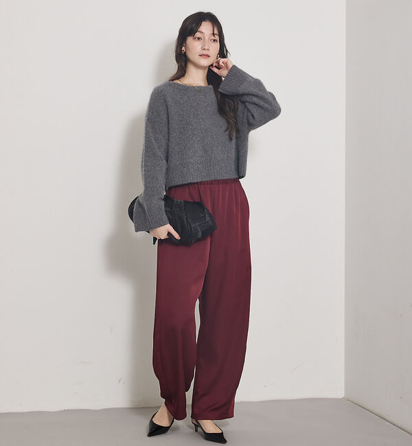 qualite「【気品あるツヤ感】ジョーゼットサテンワイドパンツ」|その他|