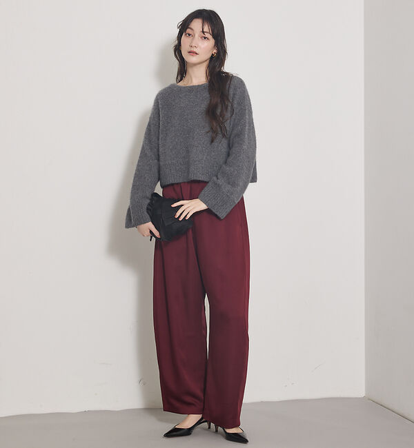 qualite「【気品あるツヤ感】ジョーゼットサテンワイドパンツ」|その他|