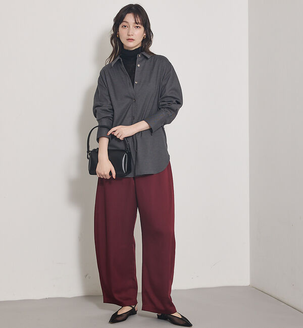 qualite「【気品あるツヤ感】ジョーゼットサテンワイドパンツ」|その他|