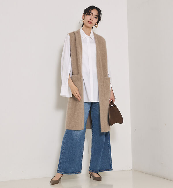 qualite「【大人気ジレが今季verに！】フォックスカシミアロングジレ」|ニット・セーター|