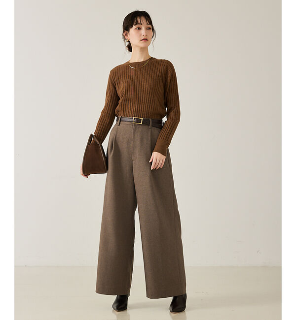 qualite「【大人のワイドパンツ】ウーリッシュツイルパンツ」|その他|