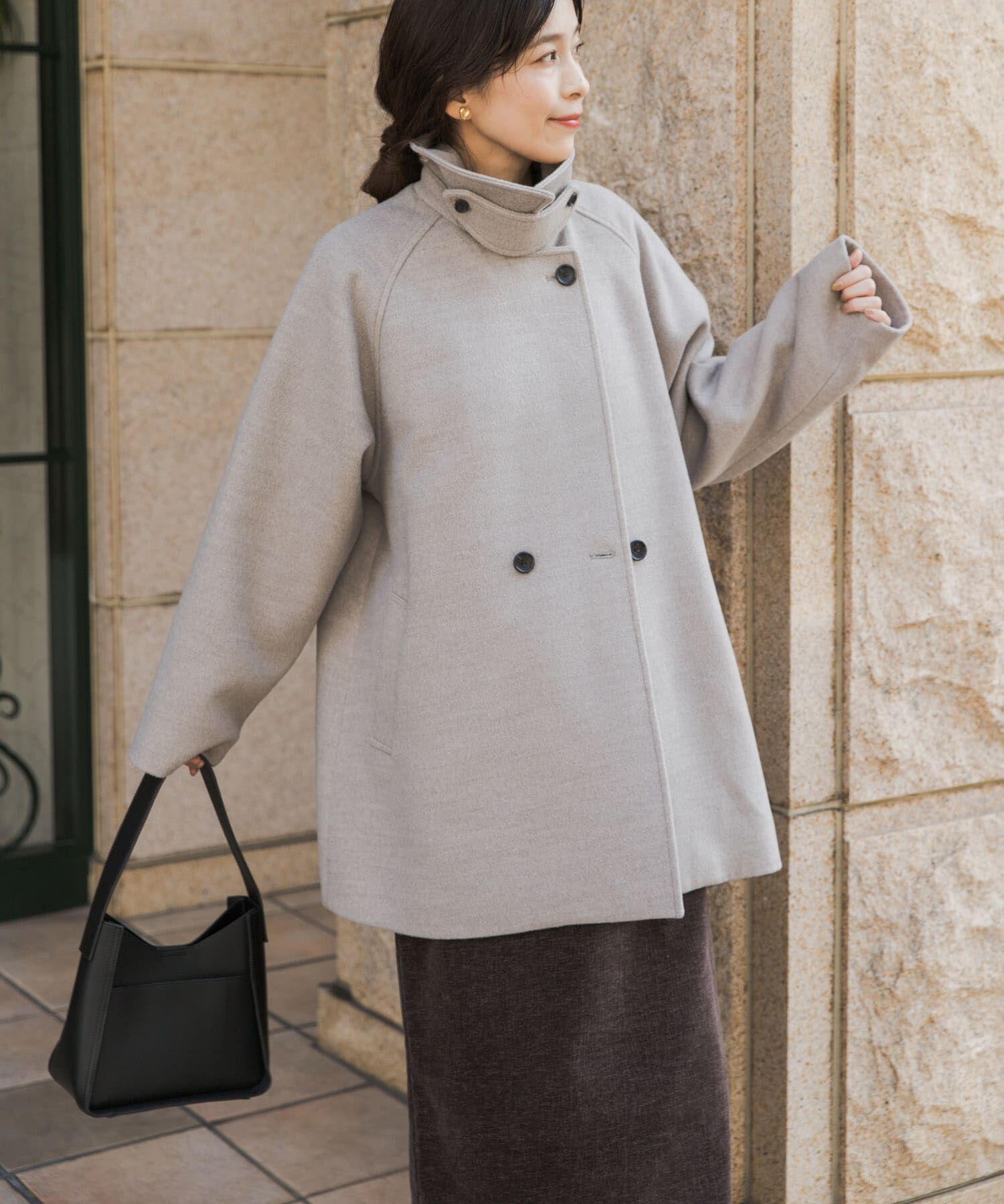 URBAN RESEARCH DOORS「『UR TECH』ミドル丈コート」|ノーカラーコート|