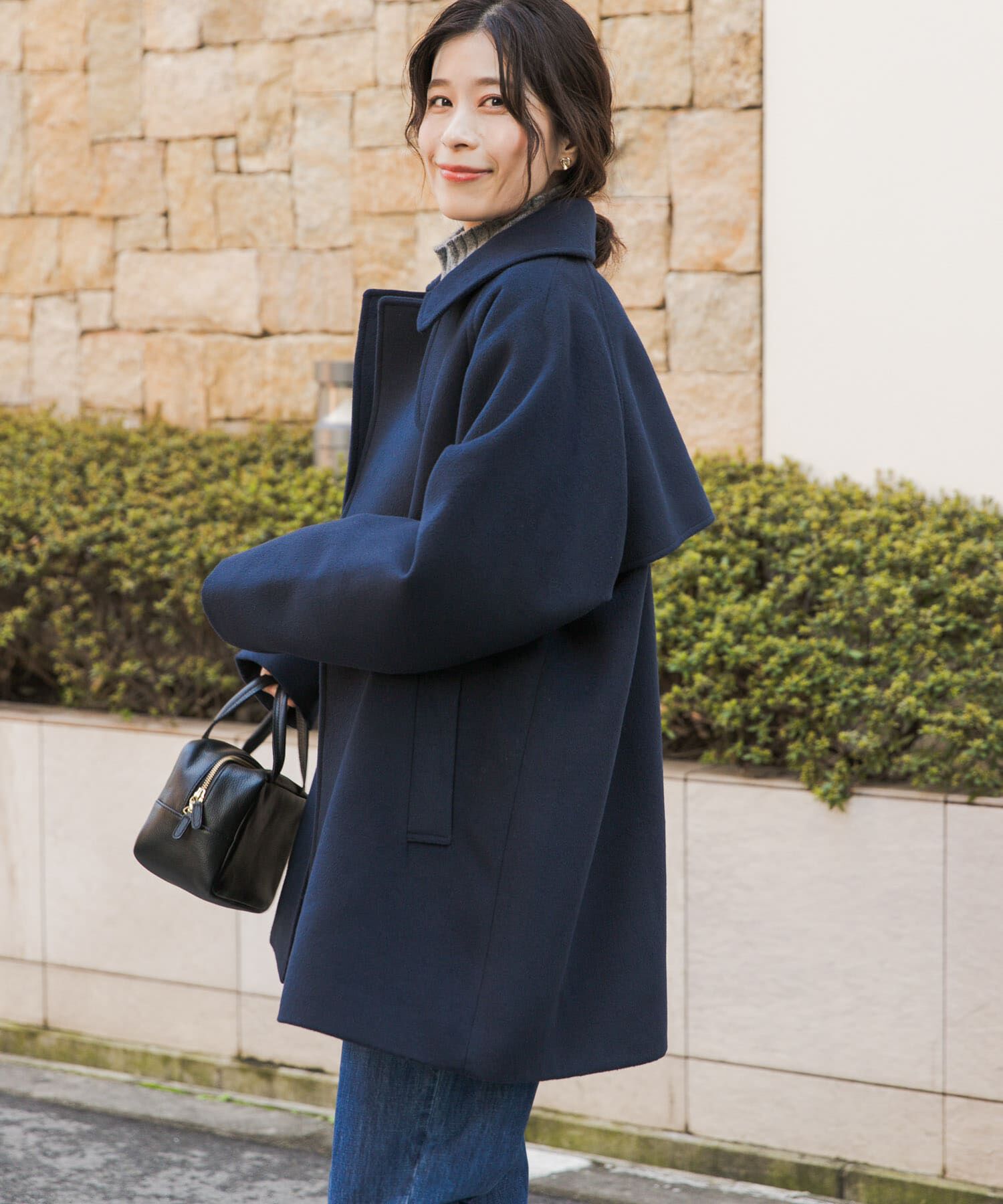 URBAN RESEARCH DOORS「『UR TECH』ミドル丈コート」|ノーカラーコート|