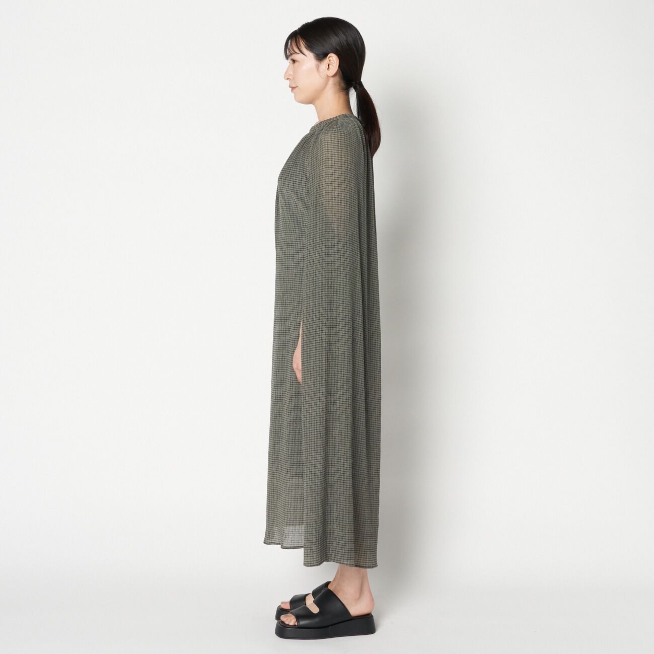 HELIOPOLE「HELIOPOLE CRAPE WINDOWPANE N/S DRESS」|ワンピース|