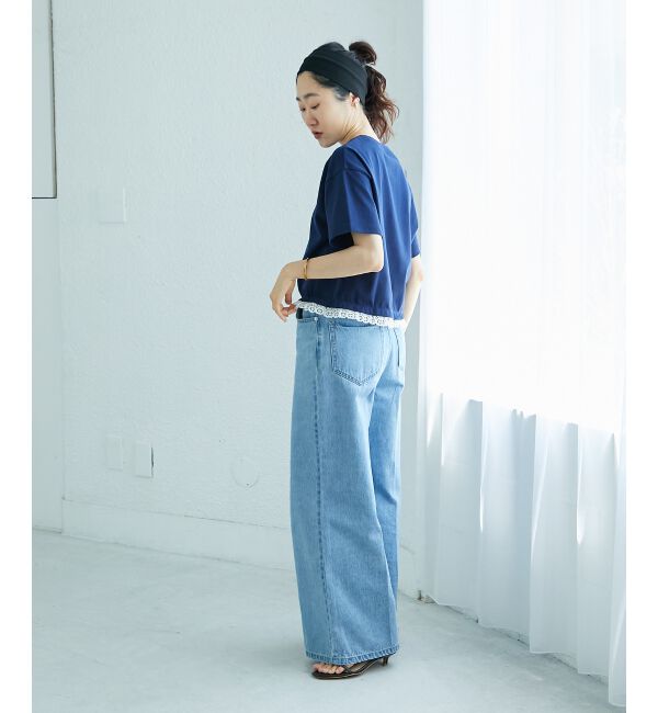  「《手洗い可能》komatsu.裾レースクロップドTシャツ」|Tシャツ・カットソー|