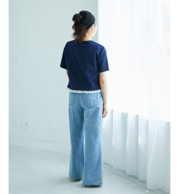  「《手洗い可能》komatsu.裾レースクロップドTシャツ」|Tシャツ・カットソー|