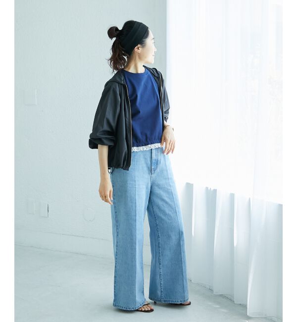  「《手洗い可能》komatsu.裾レースクロップドTシャツ」|Tシャツ・カットソー|