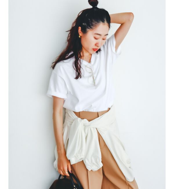  「《手洗い可能》komatsu.裾レースクロップドTシャツ」|Tシャツ・カットソー|