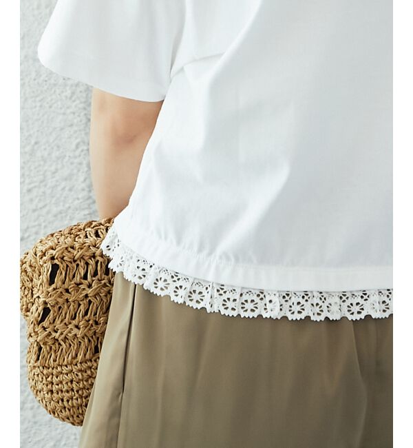  「《手洗い可能》komatsu.裾レースクロップドTシャツ」|Tシャツ・カットソー|