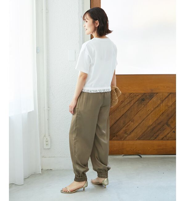  「《手洗い可能》komatsu.裾レースクロップドTシャツ」|Tシャツ・カットソー|