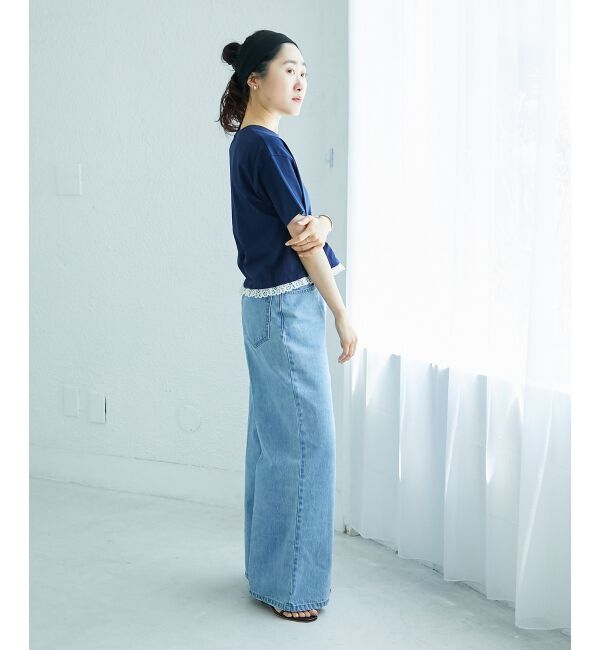  「《手洗い可能》komatsu.裾レースクロップドTシャツ」|Tシャツ・カットソー|