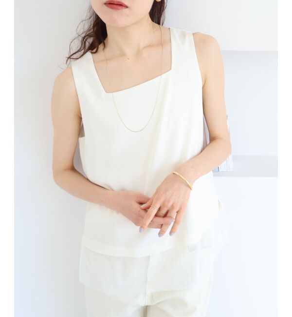  「サテン&times;スムース 裾チュールタンク」|タンクトップ|