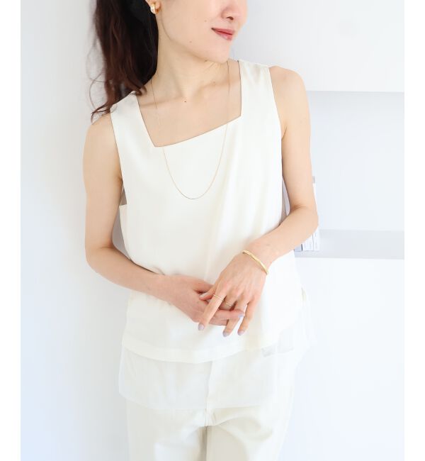  「サテン&times;スムース 裾チュールタンク」|タンクトップ|