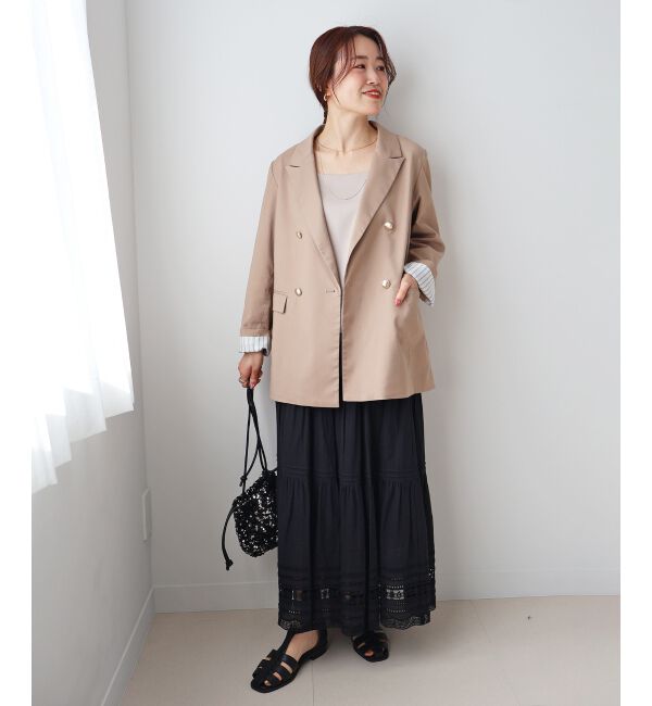  「サテン&times;スムース 裾チュールタンク」|タンクトップ|