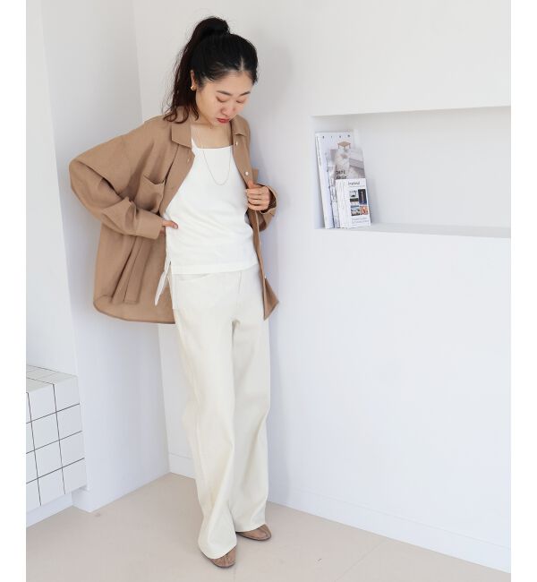  「サテン&times;スムース 裾チュールタンク」|タンクトップ|