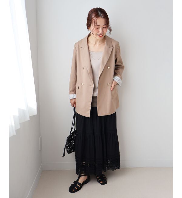  「サテン&times;スムース 裾チュールタンク」|タンクトップ|