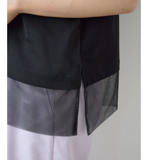  「サテン&times;スムース 裾チュールタンク」|タンクトップ|