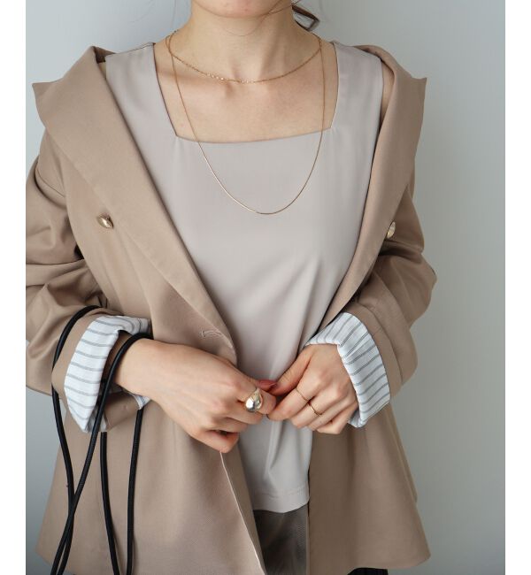  「サテン&times;スムース 裾チュールタンク」|タンクトップ|