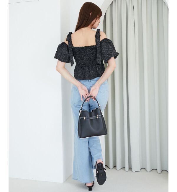  「肩リボンツイードペプラムブラウス」|シャツ・ブラウス|