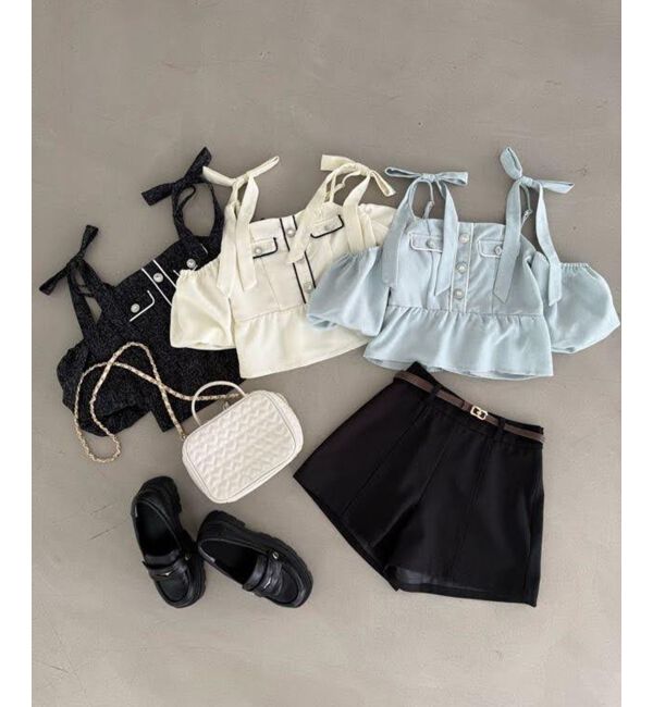  「肩リボンツイードペプラムブラウス」|シャツ・ブラウス|