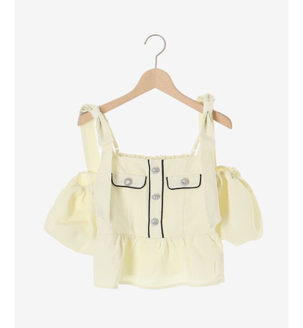  「肩リボンツイードペプラムブラウス」|シャツ・ブラウス|