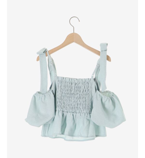  「肩リボンツイードペプラムブラウス」|シャツ・ブラウス|