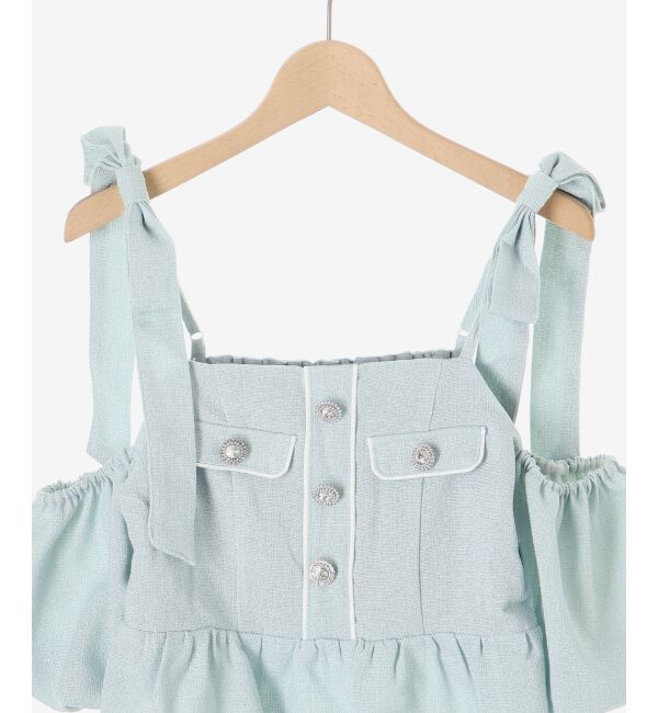  「肩リボンツイードペプラムブラウス」|シャツ・ブラウス|