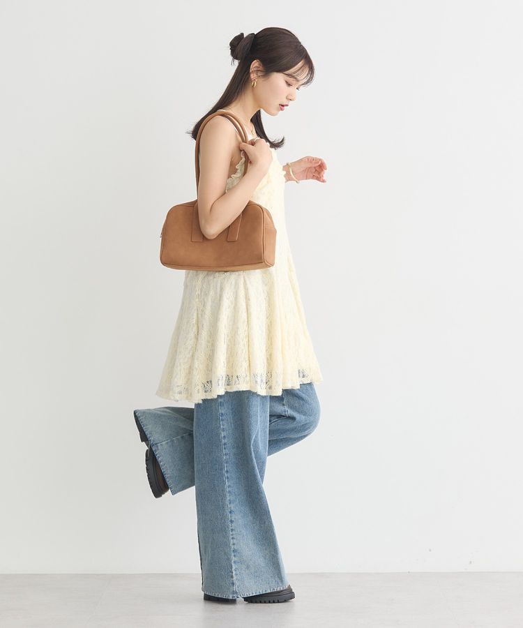 earth music&ecology「ワイドスクエアボストンバッグ」|ハンドバッグ|